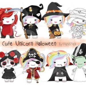 Kit Digital Cute Unicorn Halloween 8