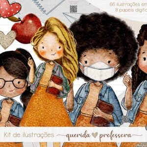 Kit Digital De Ilustraá‰es Digital Querida Professora 74