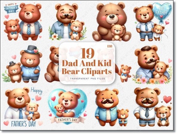 Kit Digital Dia Dos Pais Urso 12