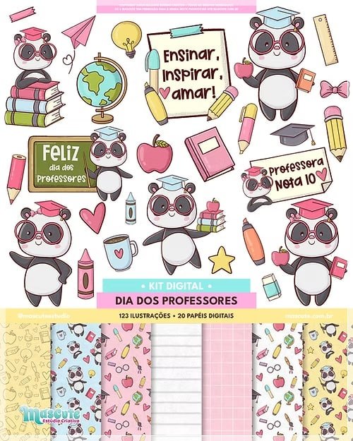 Kit Digital Dia Dos Professores Panda 7