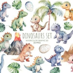 Kit Digital Dino Aquarela 9