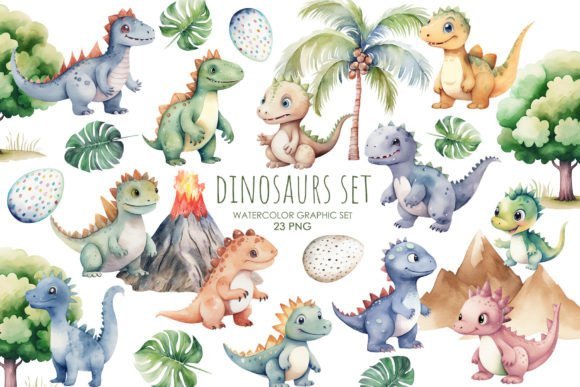 Kit Digital Dino Aquarela 9