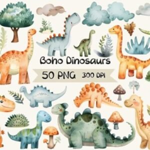 Kit Digital Dinossauro Boho 1