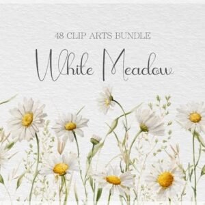 Kit Digital Floral Campo Branco White Meadow 1
