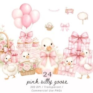 Kit Digital Ganso Rosa Pink Silly Goose 1