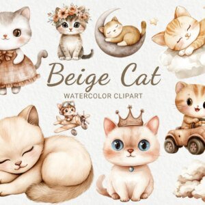 Kit Digital Gato Gatinho Bege 3
