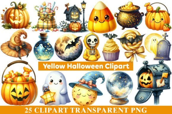 Kit Digital Halloween Amarelo 5