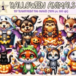 Kit Digital Halloween Animals Clipart 7