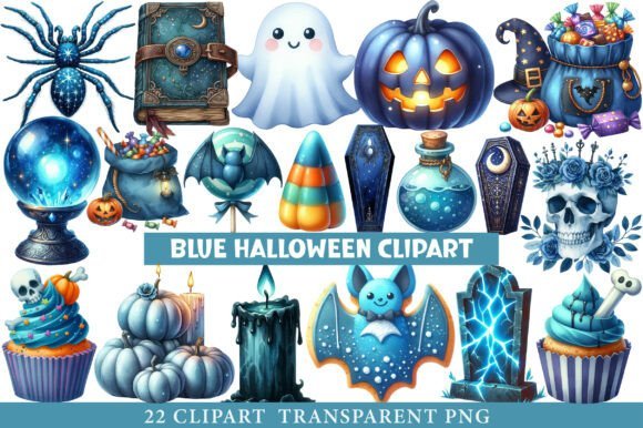Kit Digital Halloween Azul 6