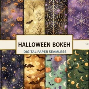 Kit Digital Halloween Bokeh Digital Paper 1