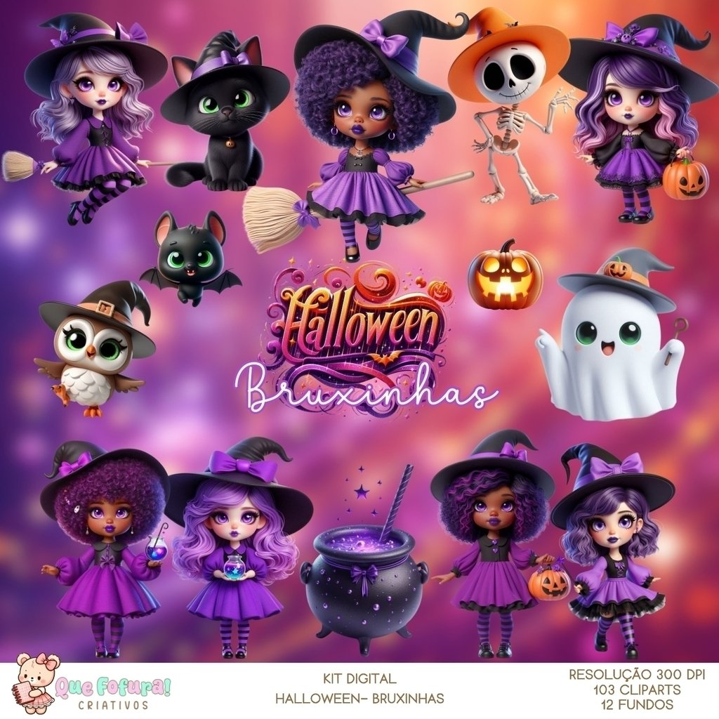 Kit Digital Halloween Bruxinhas 1