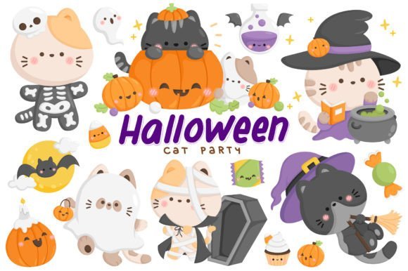Kit Digital Halloween Cat Party 4