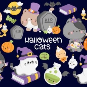 Kit Digital Halloween Cats 5