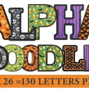 Kit Digital Halloween Doodle Letters Bundle 2