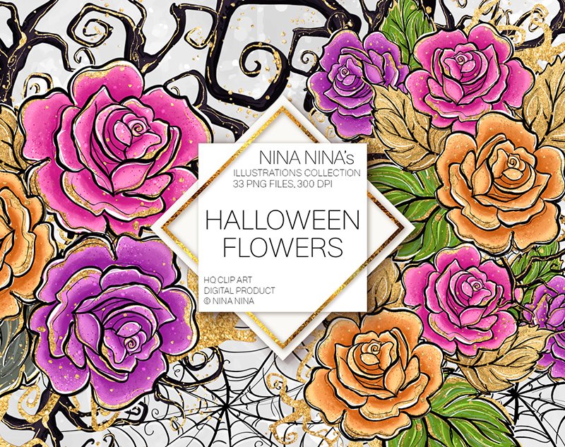 Kit Digital Halloween Flowers 4