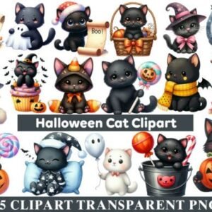 Kit Digital Halloween Gato Preto 10