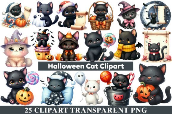 Kit Digital Halloween Gato Preto 10