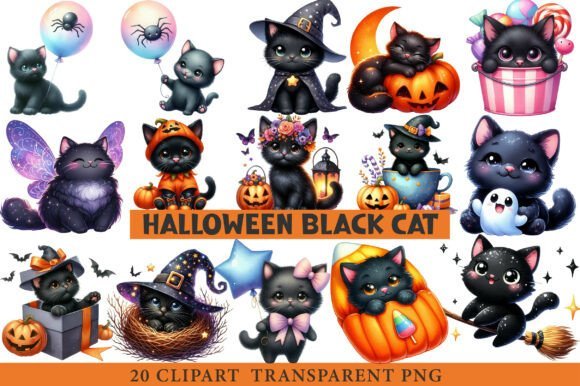 Kit Digital Halloween Gato Preto 9