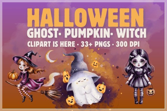 Kit Digital Halloween Ghost Pumpkin Witch 1