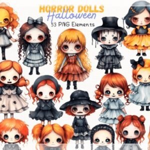 Kit Digital Halloween Horror Dolls 53 Cliparts 24