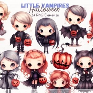 Kit Digital Halloween Little Vampires 54 Cliparts 25
