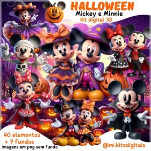 Kit Digital Halloween Mickey E Minnie 3d 1