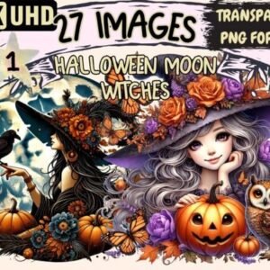 Kit Digital Halloween Moon Witches Clipart P1 17