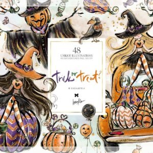 Kit Digital Halloween Pumpkin Truck Clipart 1