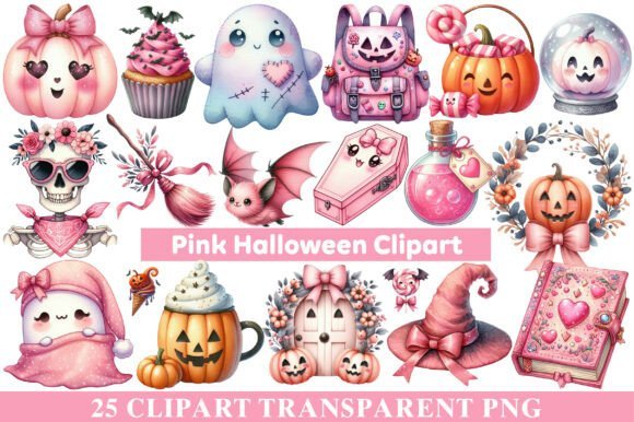 Kit Digital Halloween Rosa 12