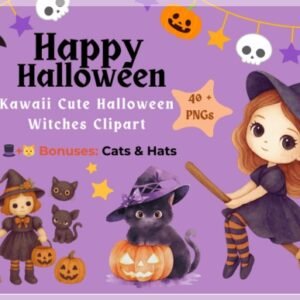 Kit Digital Kawaii Cute Halloween Witches 2