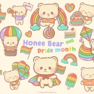Kit Digital Kawaii Ursinho Arco Iris 3