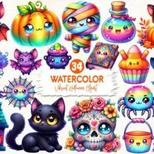 Kit Digital Kawaii Vibrante Halloween 4