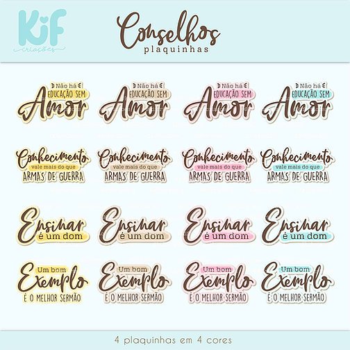 Kit Digital KifC Plaquinhas Conselhos 29