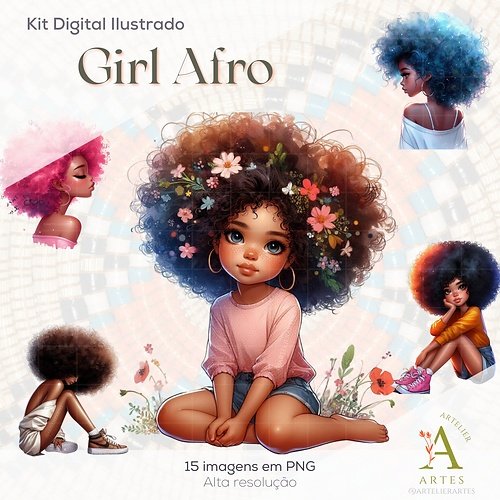 Kit Digital Menina Black Afro 2
