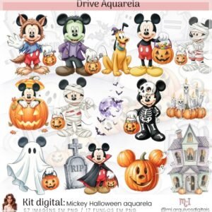 Kit Digital Mickey Halloween Aquarela 13