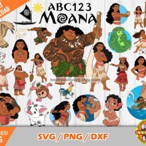 Kit Digital Moana + Alfabeto, Arquivos De Corte Moana Para Cricut Silhouette 3