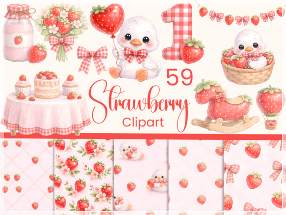 Kit Digital Morango Berry First Birthday 4