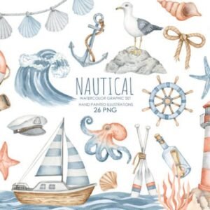 Kit Digital Nautico Aquarela 12