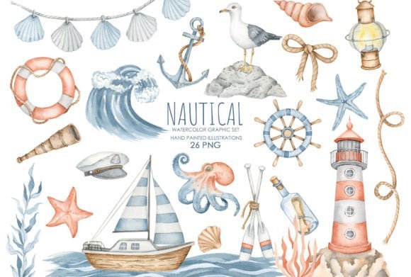 Kit Digital Nautico Aquarela 12