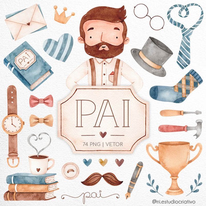 Kit Digital Pai Dia Dos Pais Aquarela 2