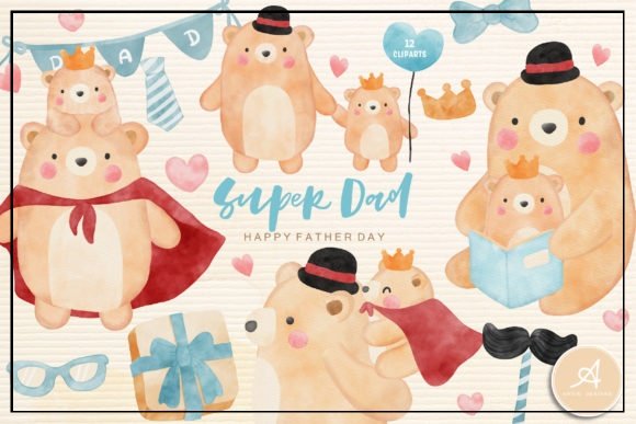 Kit Digital Pai Urso Dia Dos Pais Aquarela 18