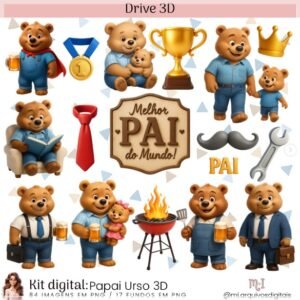 Kit Digital Papai Urso Dia Dos Pais 2