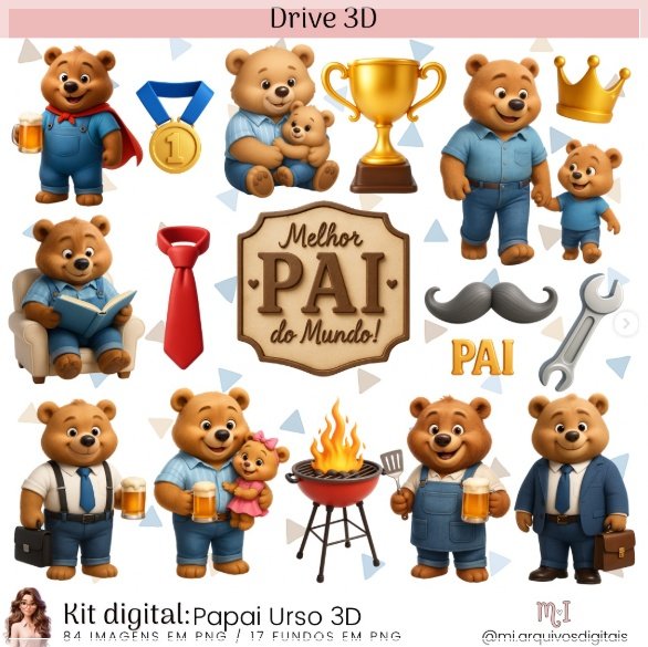 Kit Digital Papai Urso Dia Dos Pais 2