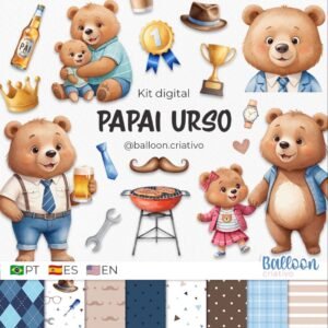 Kit Digital Papai Urso Dia Dos Pais 6