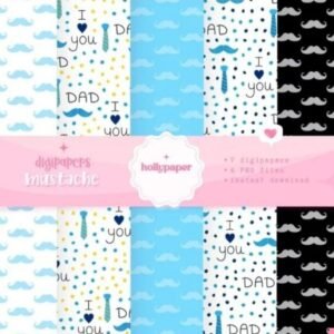 Kit Digital Papeis Dia Dos Pais Mustache 3