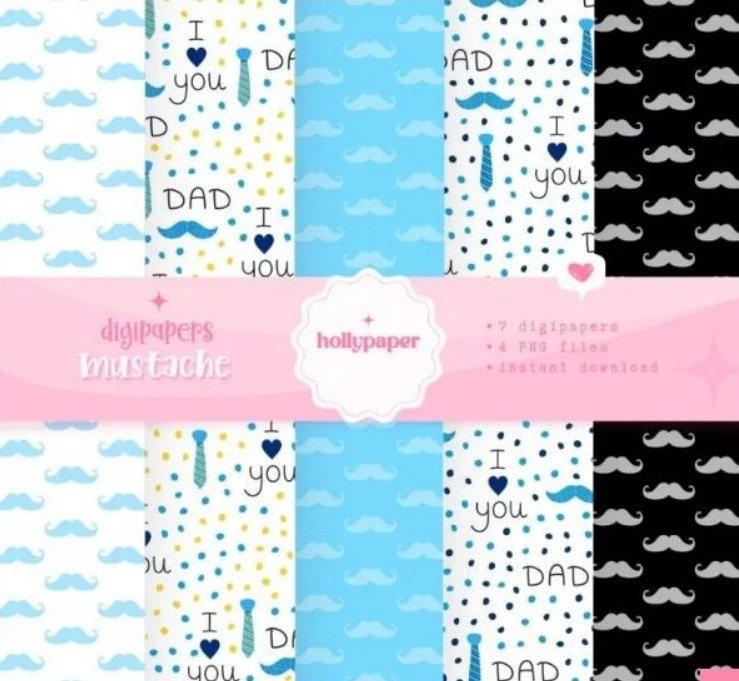 Kit Digital Papeis Dia Dos Pais Mustache 3