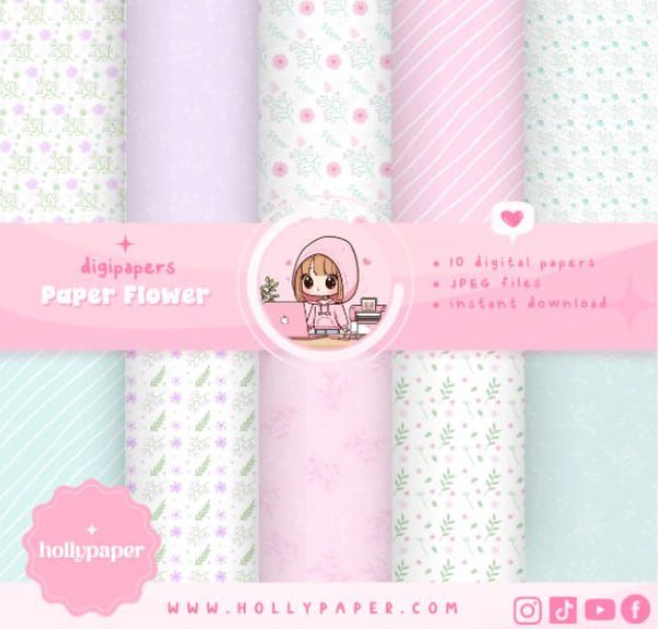 Kit Digital Papeis Flores 3