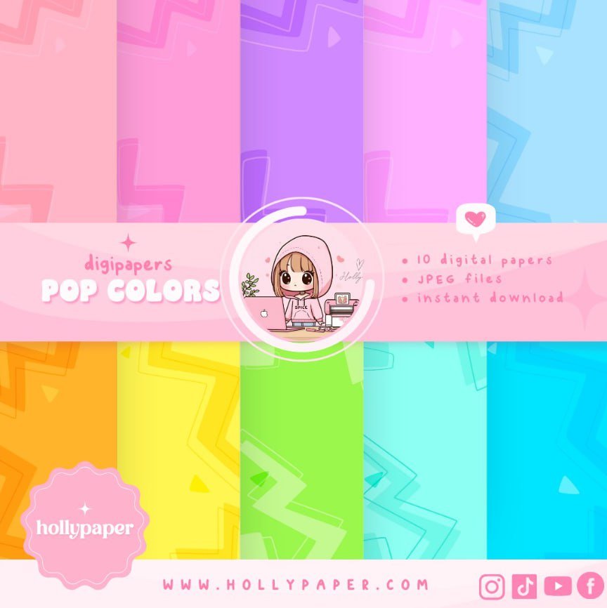 Kit Digital Papeis Pop Cores 4