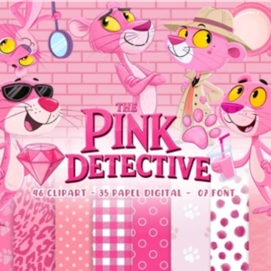 Kit Digital Pink Detetive Pantera Cor De Rosa 8