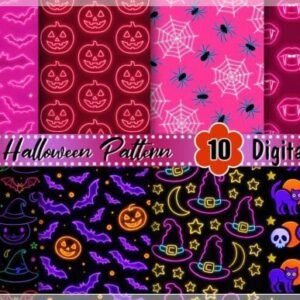 Kit Digital Pink Purple Neon Halloween 7
